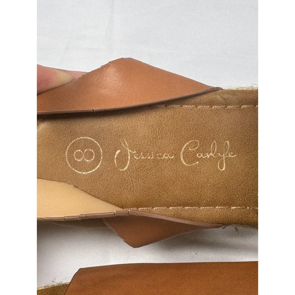 Jessica Carlyle Thea-07L Womens US 8 Espadrille Sandals Brown Leather Open Toe